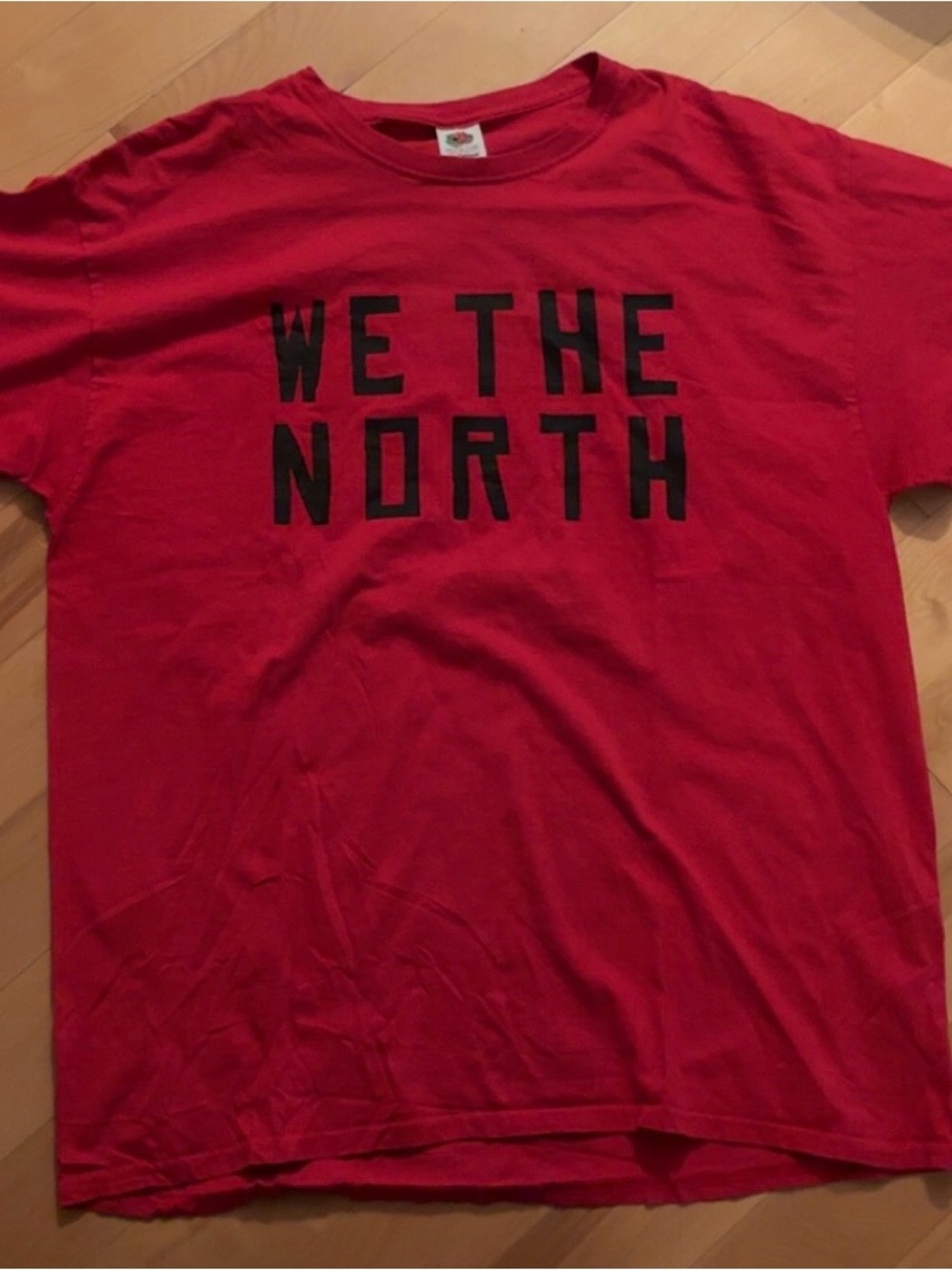 Fruit of the Loom Red Graphic Tee with Black 'WE THE NORTH' Print